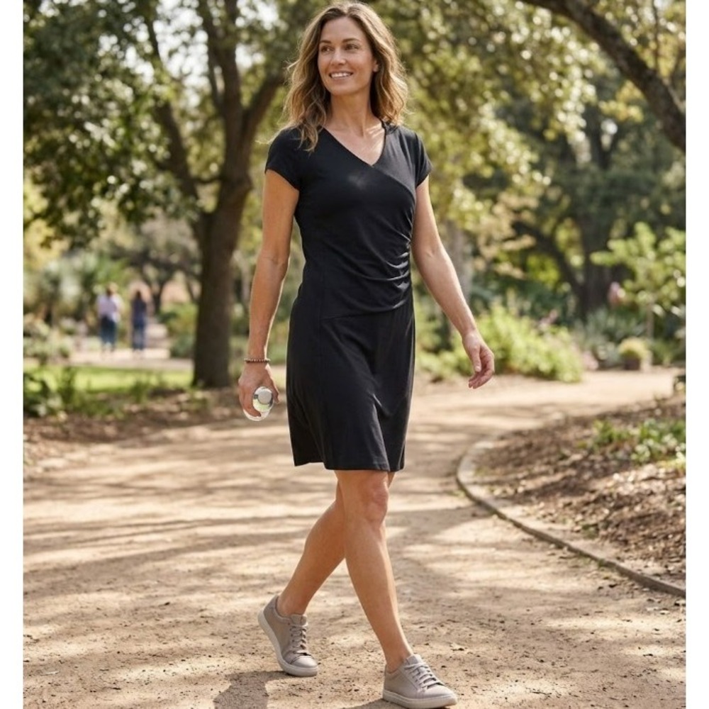 Kuhl Lg Organic Cotton Coolmax Stretch Verona Ruched Dress Womens Travel Hiking